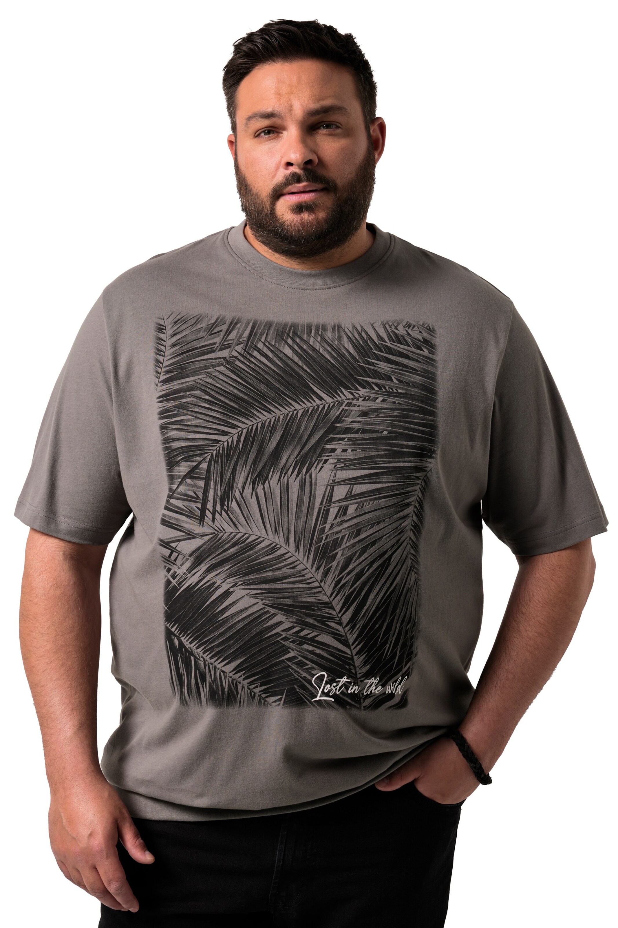 Men Plus Shirt in Grijs: voorkant