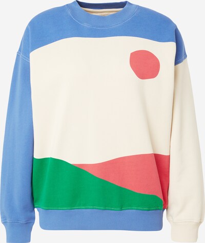 Thinking MU Sweat-shirt 'Abstract' en beige clair / bleu / vert / rouge, Vue avec produit