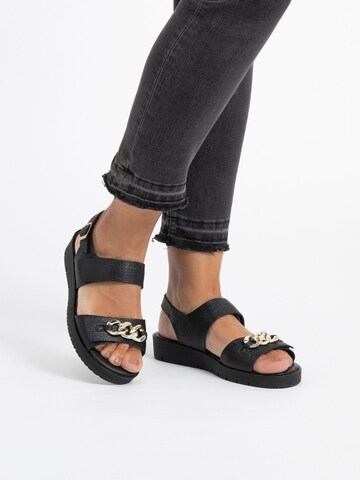 VITAFORM Strap Sandals in Black: front