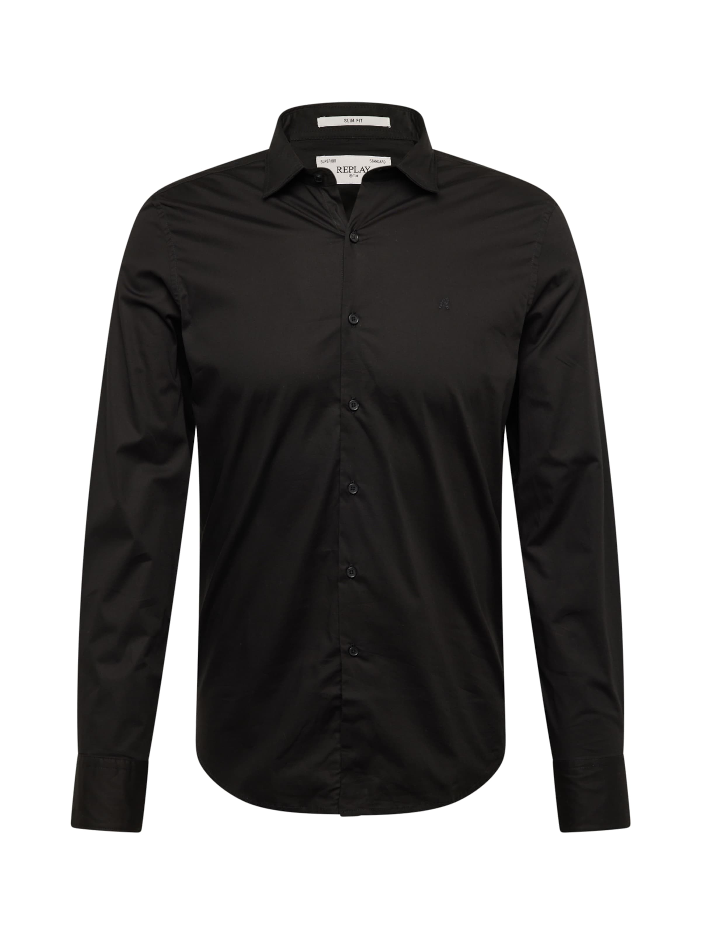 REPLAY Button Up Shirt in Black: front