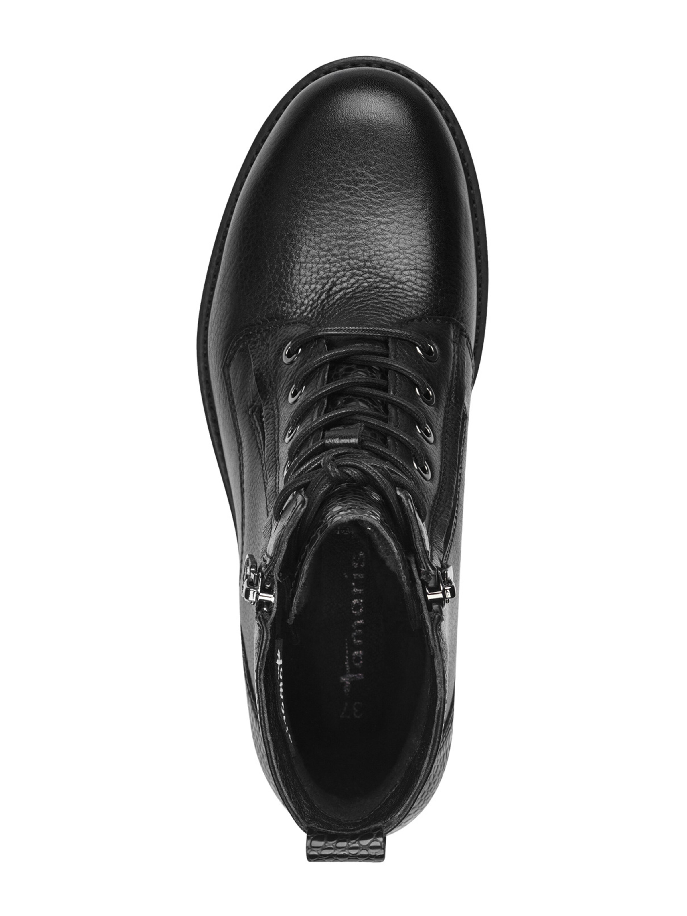 Tamaris Μποτάκι με κορδόνια σε μαύρο