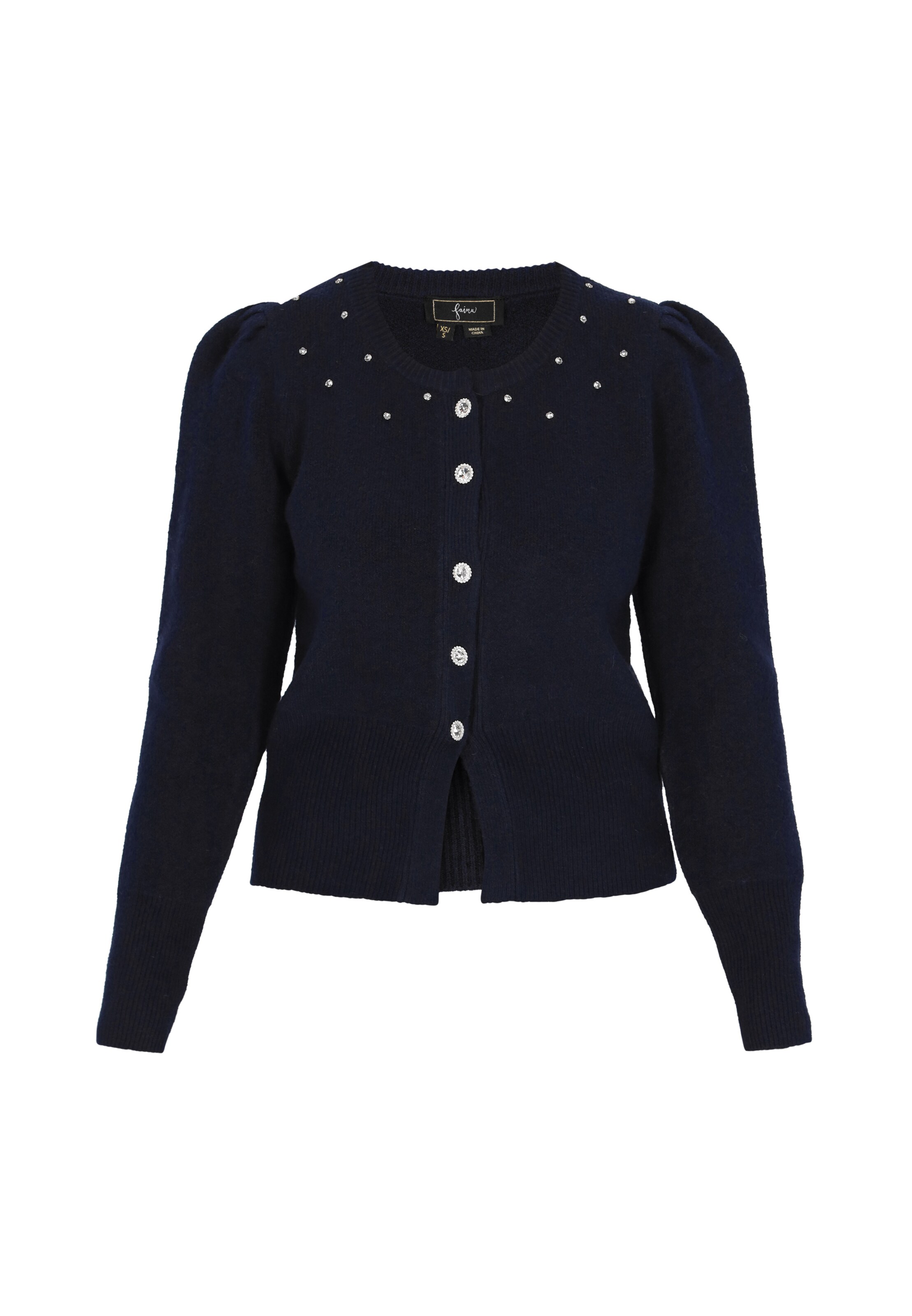 Geacă tricotată de la faina pe albastru: față