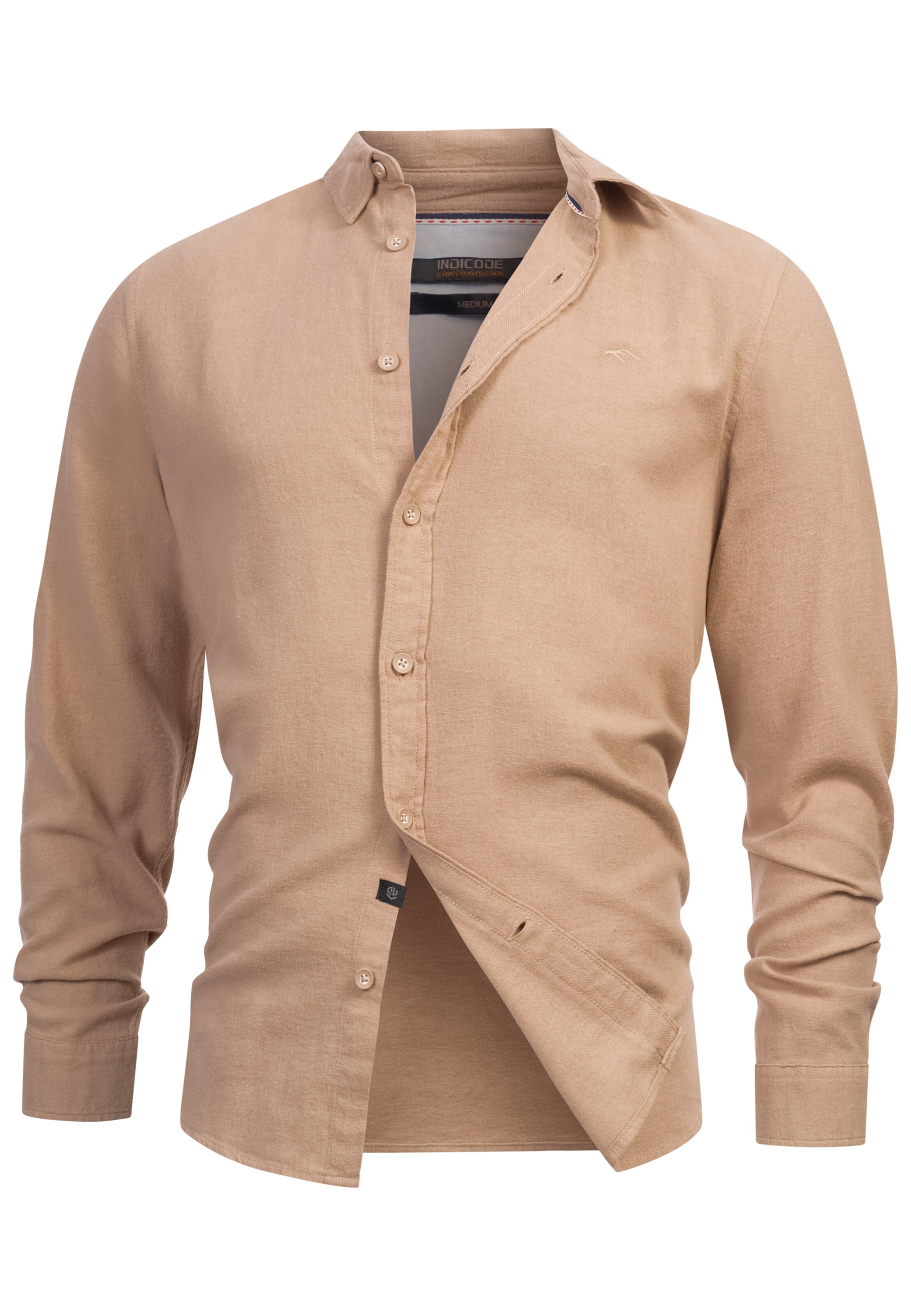 INDICODE JEANS Regular fit Button Up Shirt in Beige