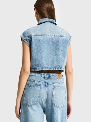 IT'S BASIC Bodywarmer 'CROPPED DENIM WAISTCOAT' in Blauw