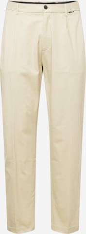 Calvin Klein Regular Pleat-Front Pants in Beige: front