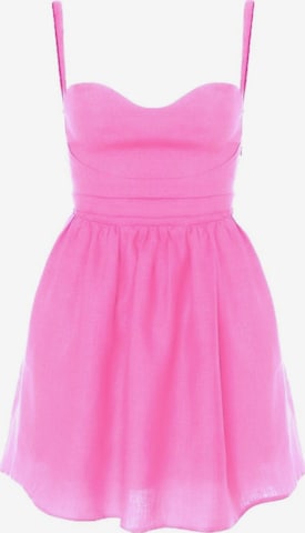 AVENUE N°29 Sommerkleid 'Linen Gathered Mini Dress With Straps' in Pink: Vorderseite