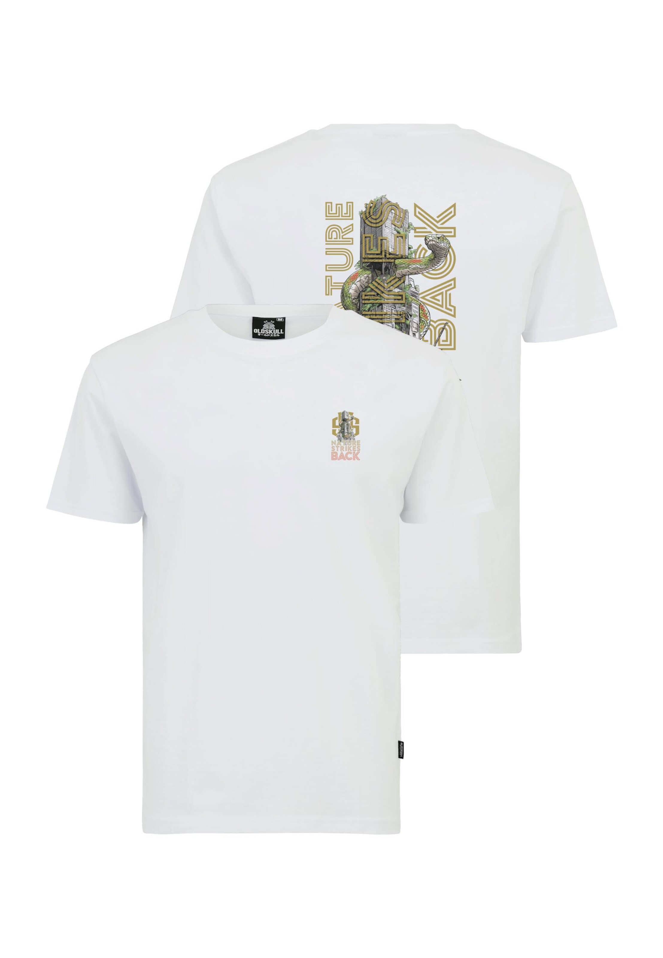 Oldskull Shirt 'Wrldvibe Nature Strikes Back Graphic' in White