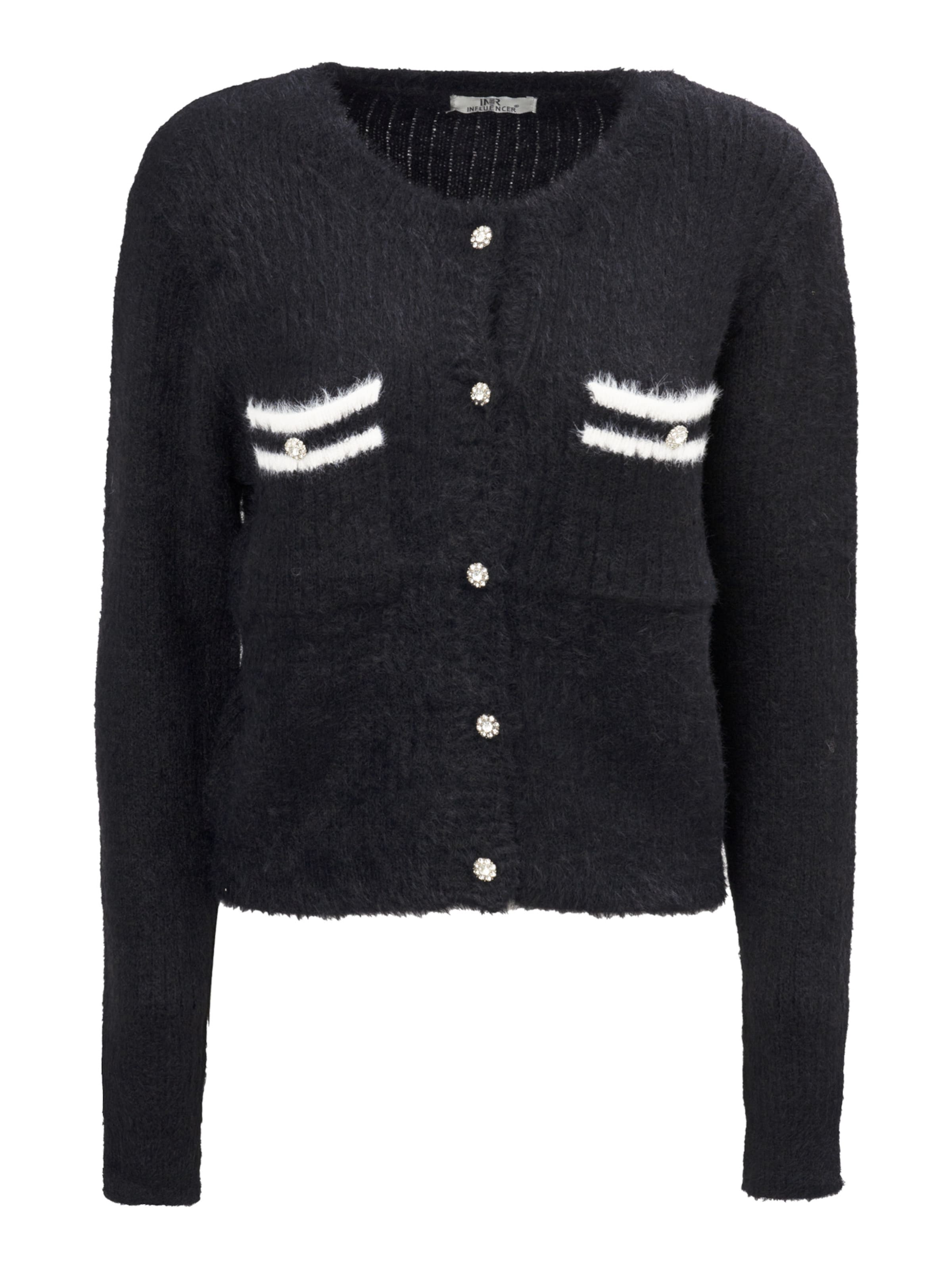 Influencer - Casaco de malha 'Fluffly' em preto: frente