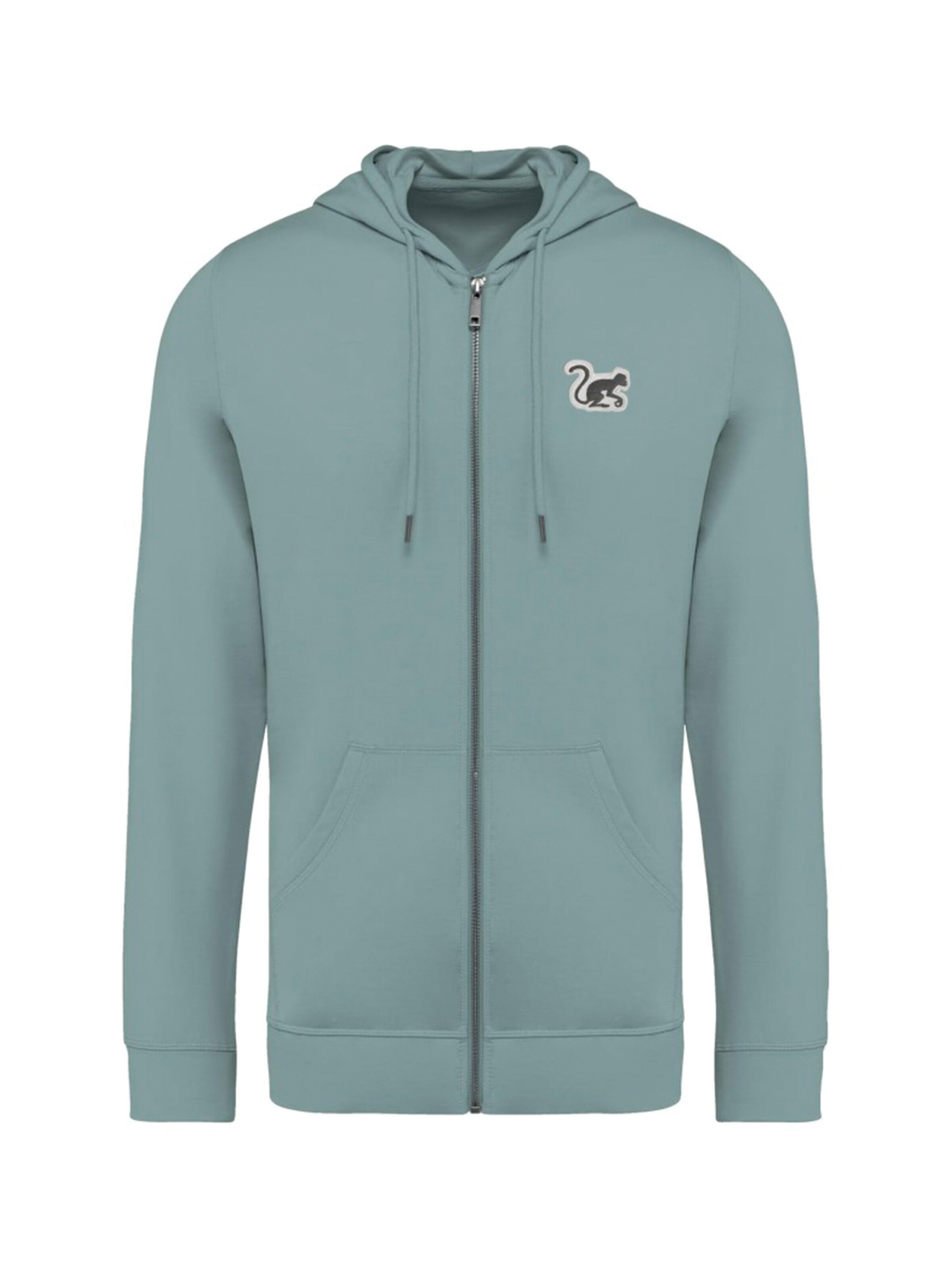 Surf Monkey Zip-Up Hoodie in Green: front