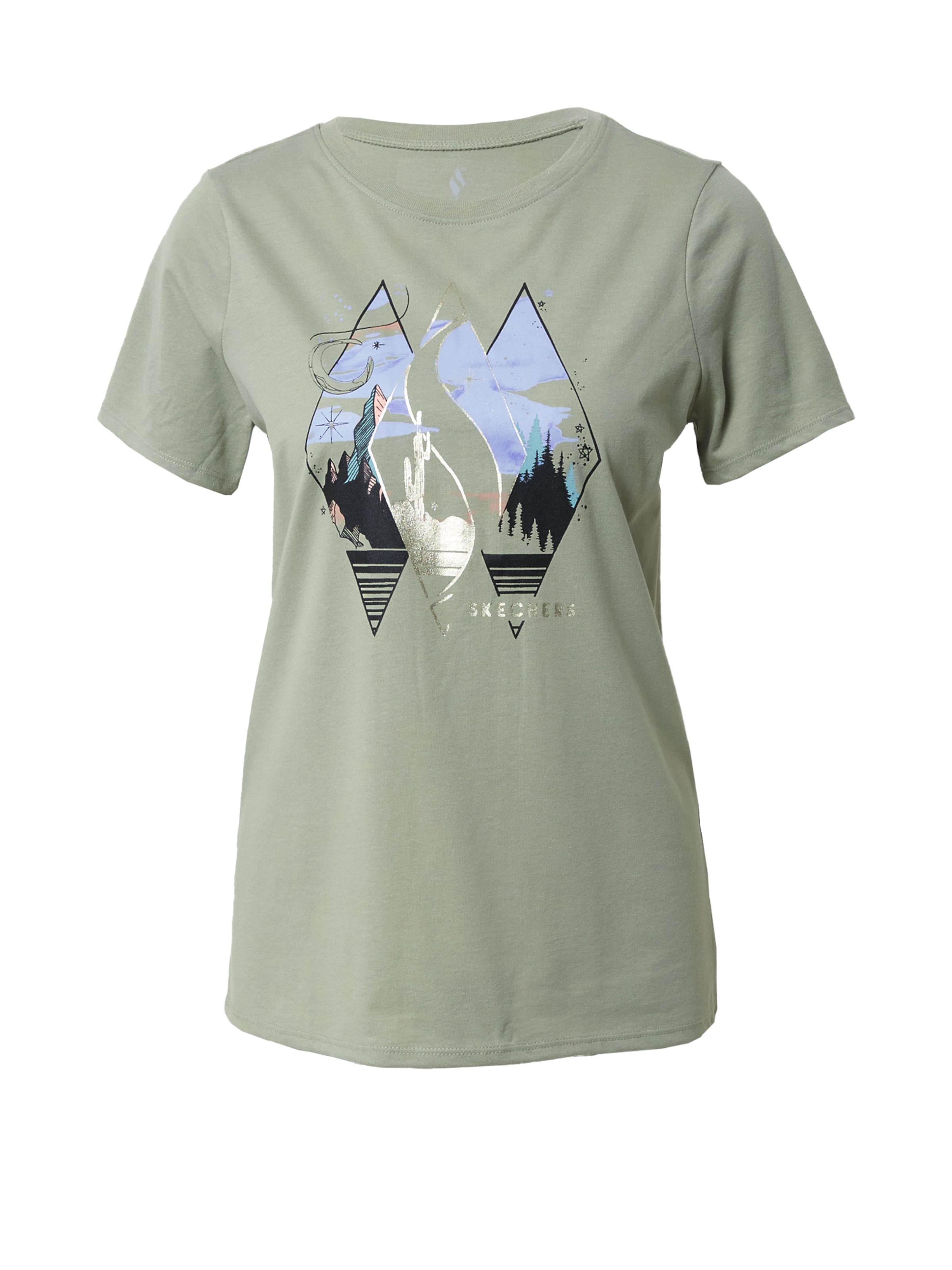 T-shirt fonctionnel 'Mountain Scape' Skechers Performance en vert : devant