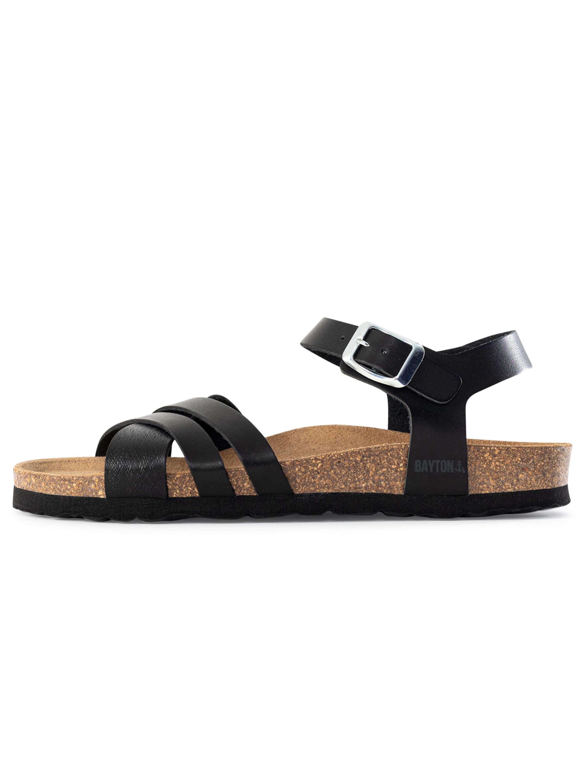 Bayton - Sandalias con hebilla 'Denia' en negro: frente