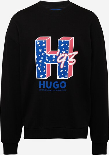 HUGO Sweat-shirt 'Neasyo' en bleu / rouge / noir / blanc, Vue avec produit