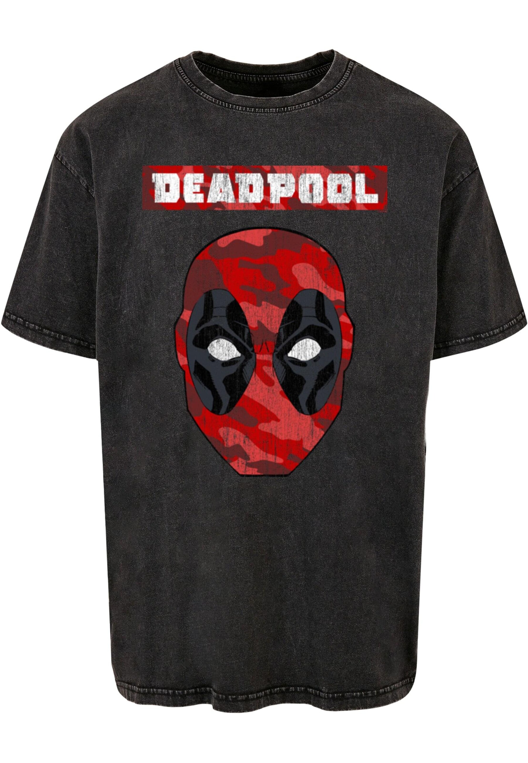 Maglietta 'Deadpool - Camo Head' di ABSOLUTE CULT in nero: frontale