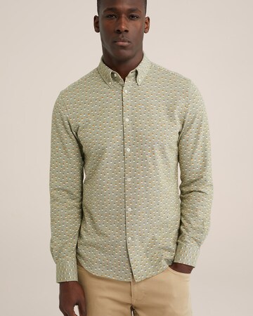 WE Fashion Slim fit Button Up Shirt in Green: front