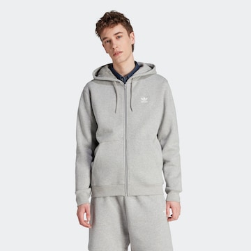 ADIDAS ORIGINALS Zip-Up Hoodie 'Trefoil Essentials ' in Grey: front