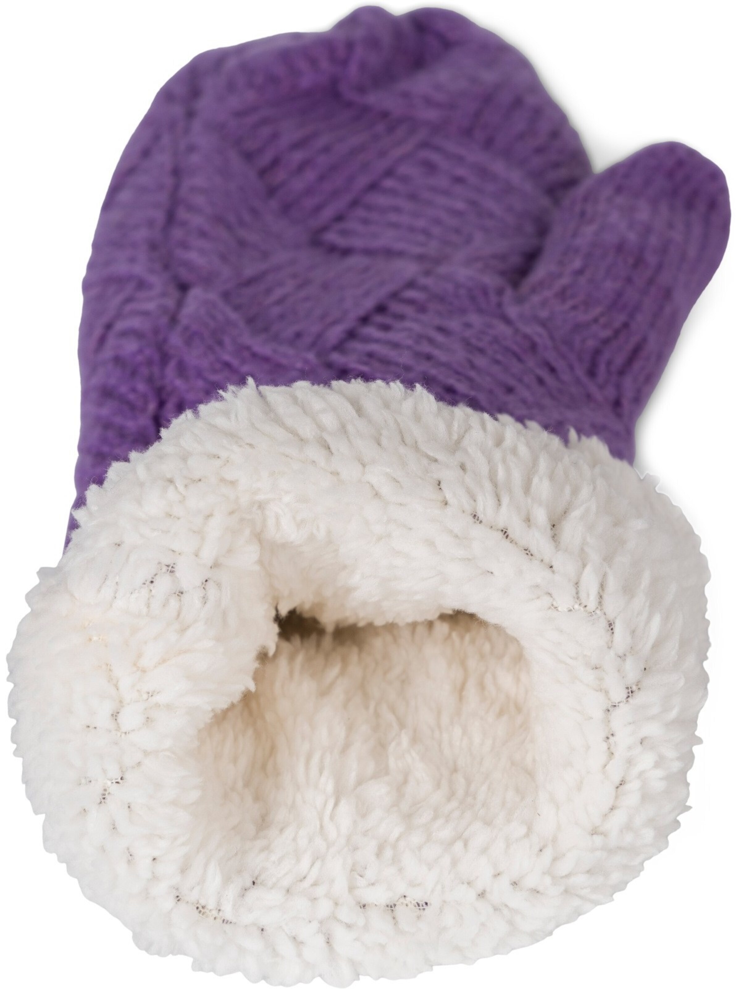 styleBREAKER Fäustlinge 'Strickhandschuhe Fäustlinge mit Rauten Muster und Fleece'‌ in Lila