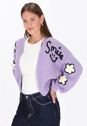 Cardigan swirly en violet : devant
