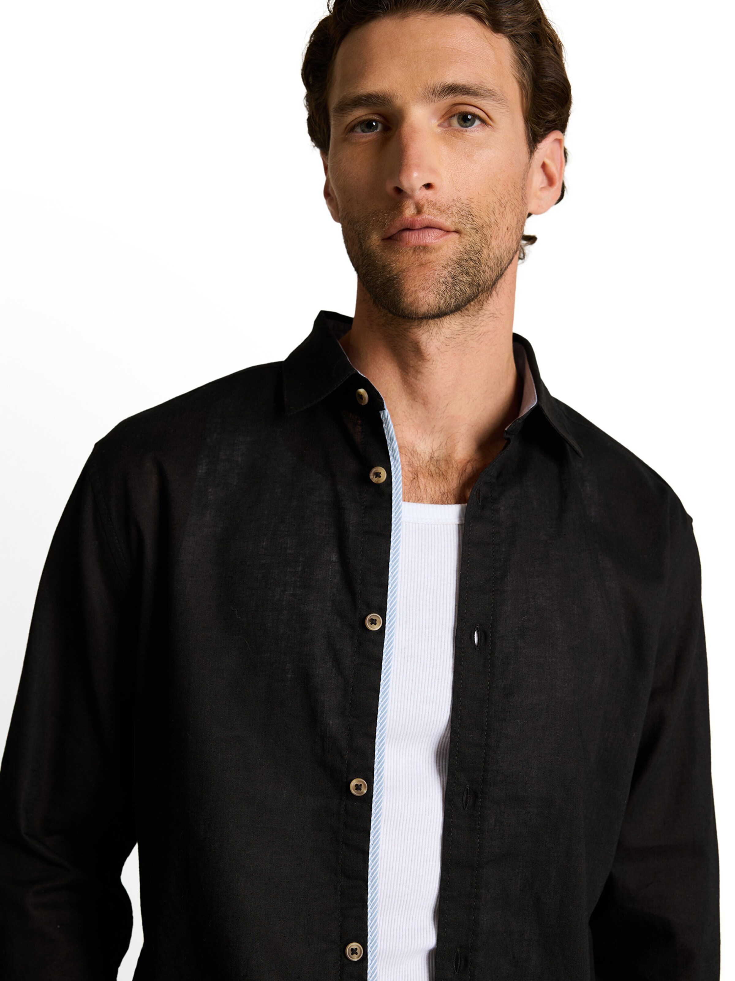 melns TOM TAILOR Standarta piegriezums Krekls