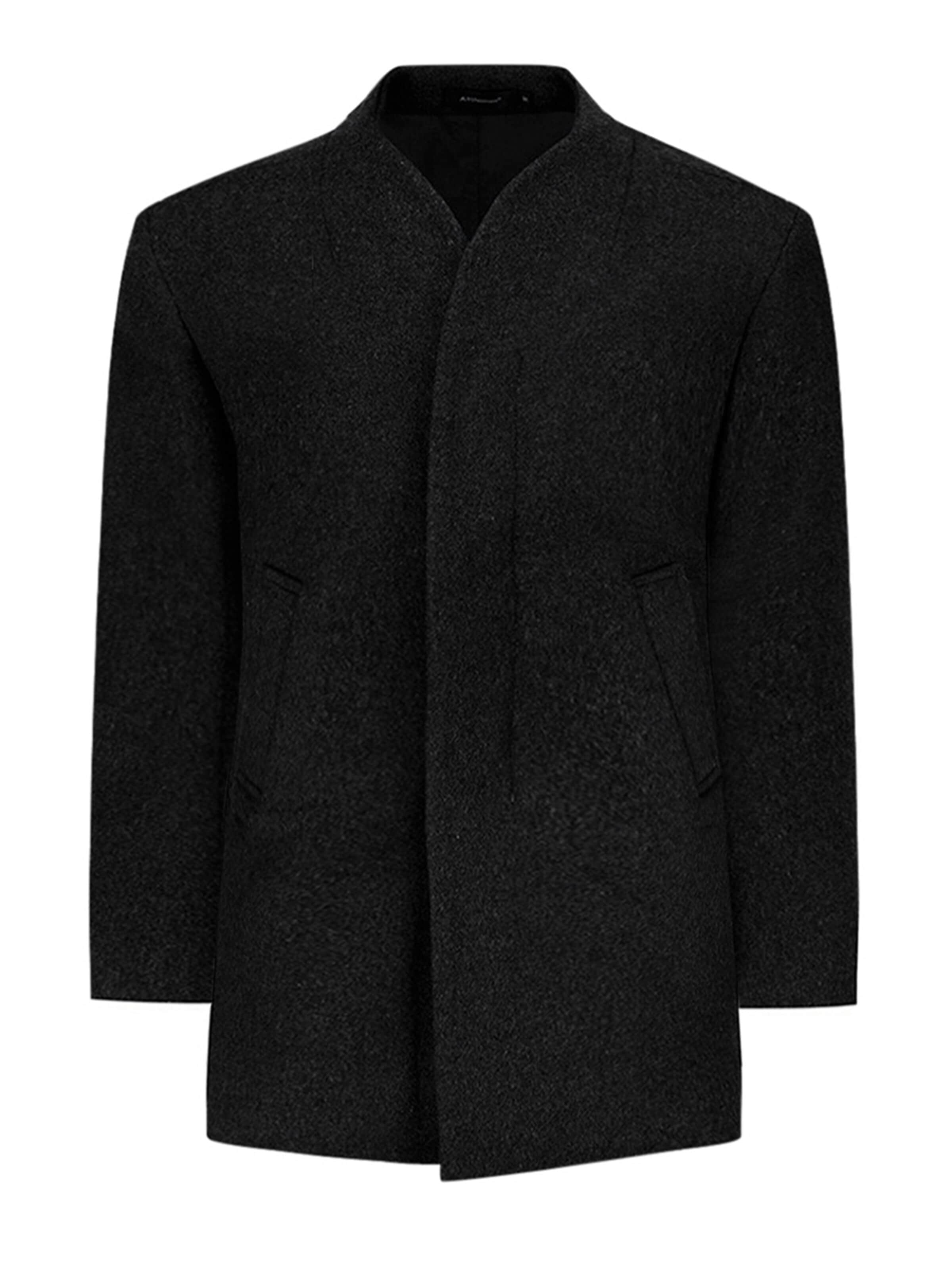 YOUTHUP Winter Coat in Black: front