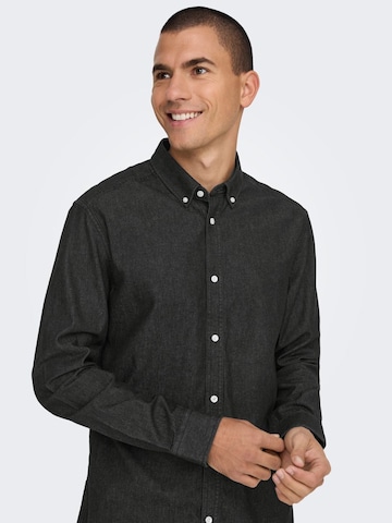 Only & Sons Regular fit Button Up Shirt 'Day' in Black