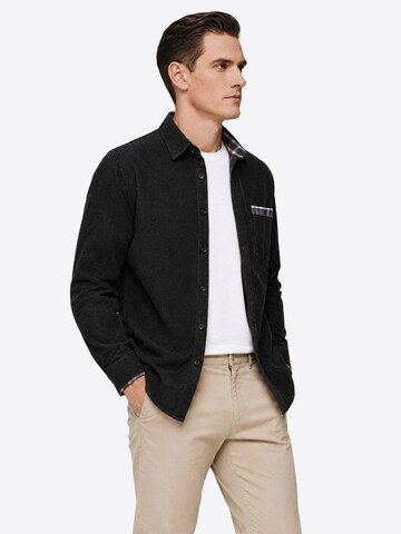 ALLTHEMEN Regular fit Button Up Shirt 'Tupfer' in Black