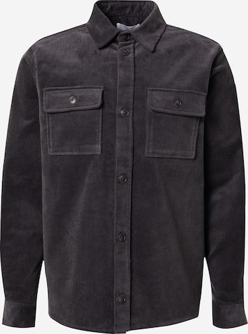DAN FOX APPAREL Regular fit Button Up Shirt 'Lucian' in Grey: front