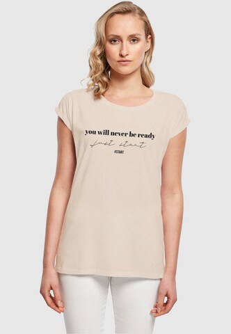 Merchcode Shirt 'Just Start' in Beige: voorkant