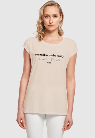 Tricou 'Just Start' de la Merchcode pe bej: față