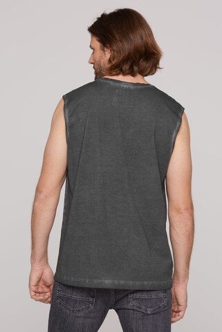 CAMP DAVID Muskelshirt Oil Dyed mit Label Prints in Schwarz