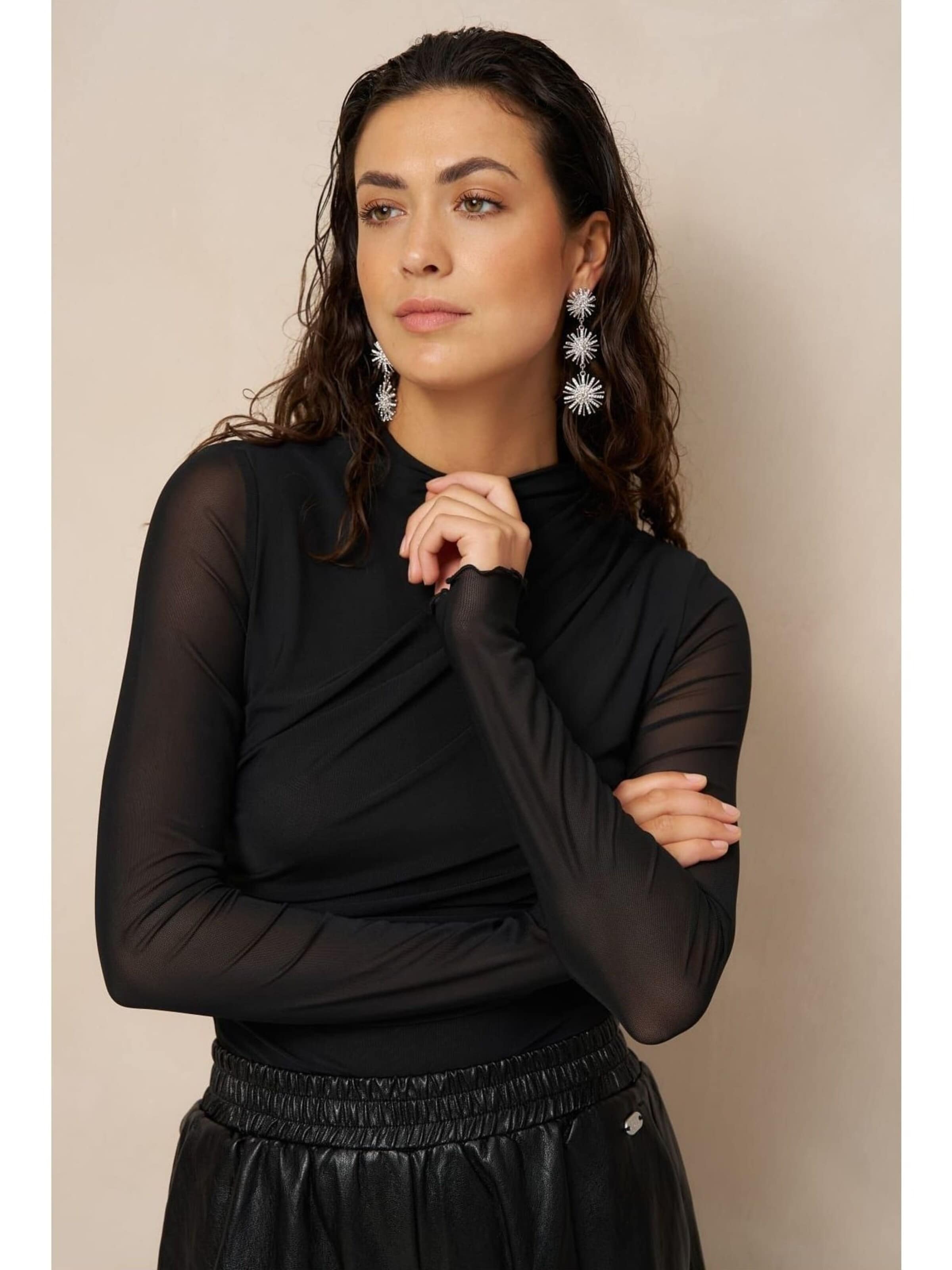 LOFTY MANNER Top 'RJ13 - Top Jolien - Draped Mes' in Zwart