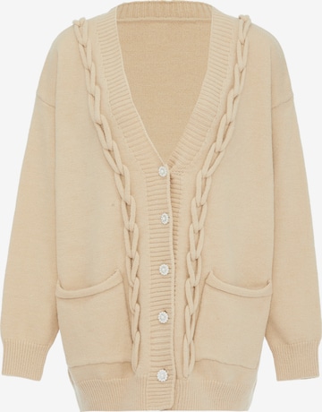 caissa Knit Cardigan in Beige: front