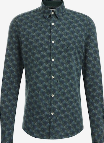 WE Fashion Slim fit Button Up Shirt in Green: front