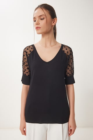 Happiness İstanbul Bluse in Schwarz: Vorderseite