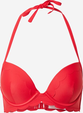 Hunkemöller Push-up Góra bikini 'Scallop' w kolorze czerwony: przód