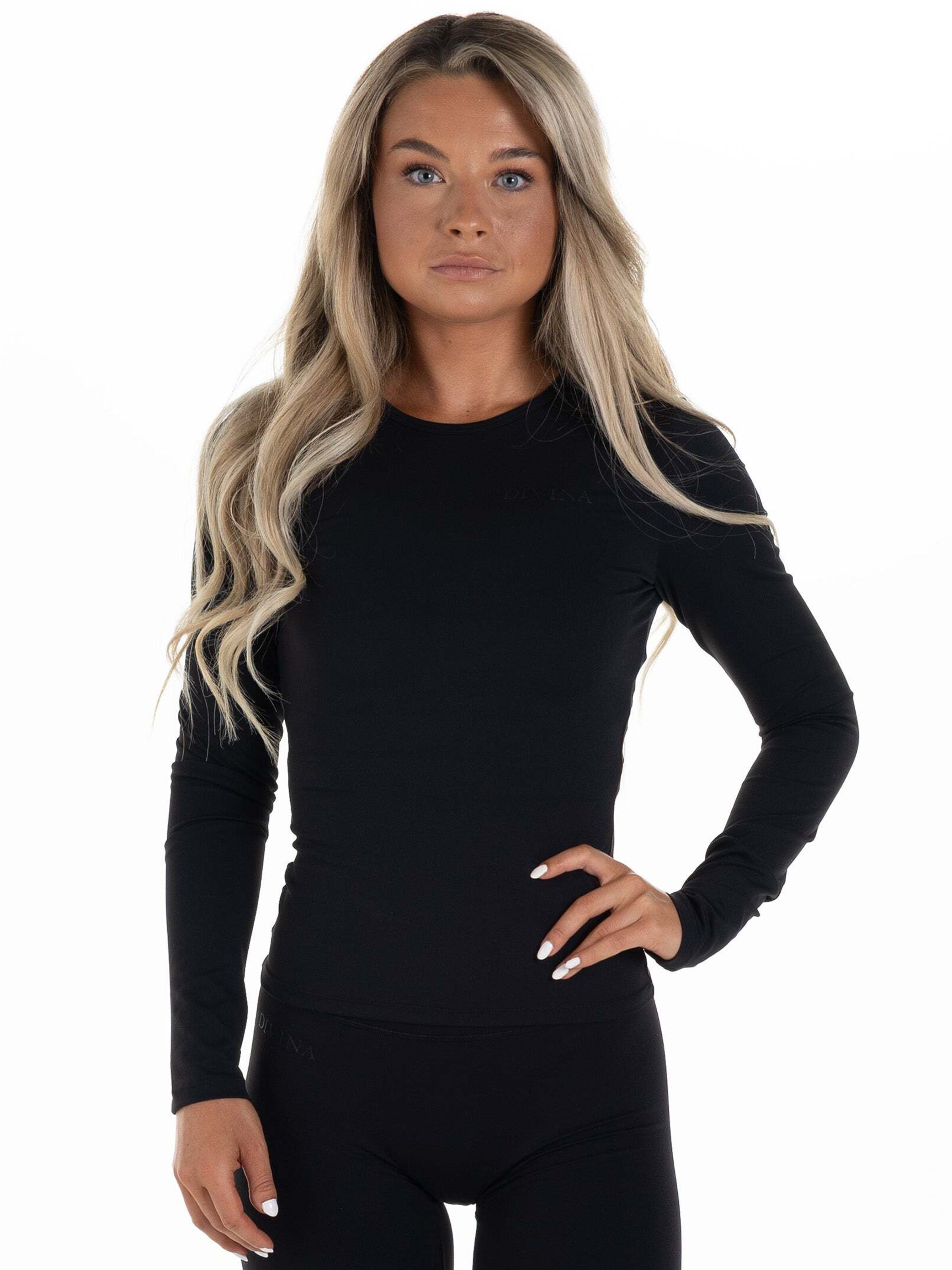 T-shirt fonctionnel 'Athleisure' Divina en noir : devant