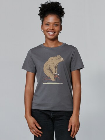 Watapparel Shirt ' Fahrradbär ' in Grijs: voorkant