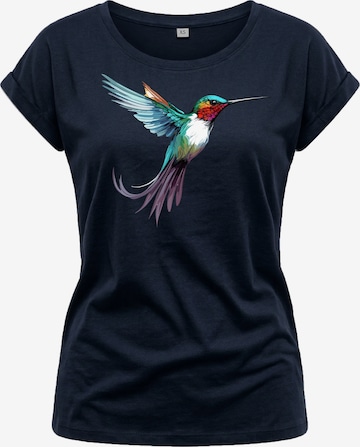 MAKAYA Shirt 'Kolibri' in Blue: front