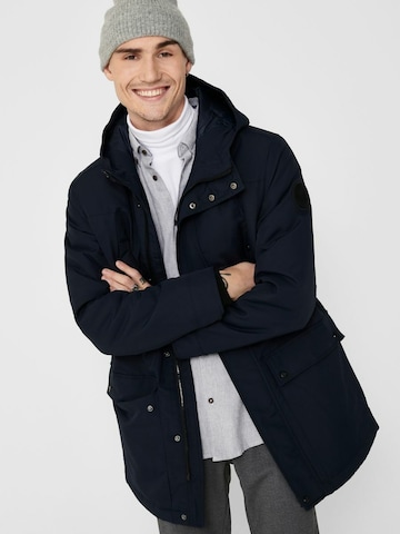 Coupe regular Parka mi-saison Only & Sons en bleu