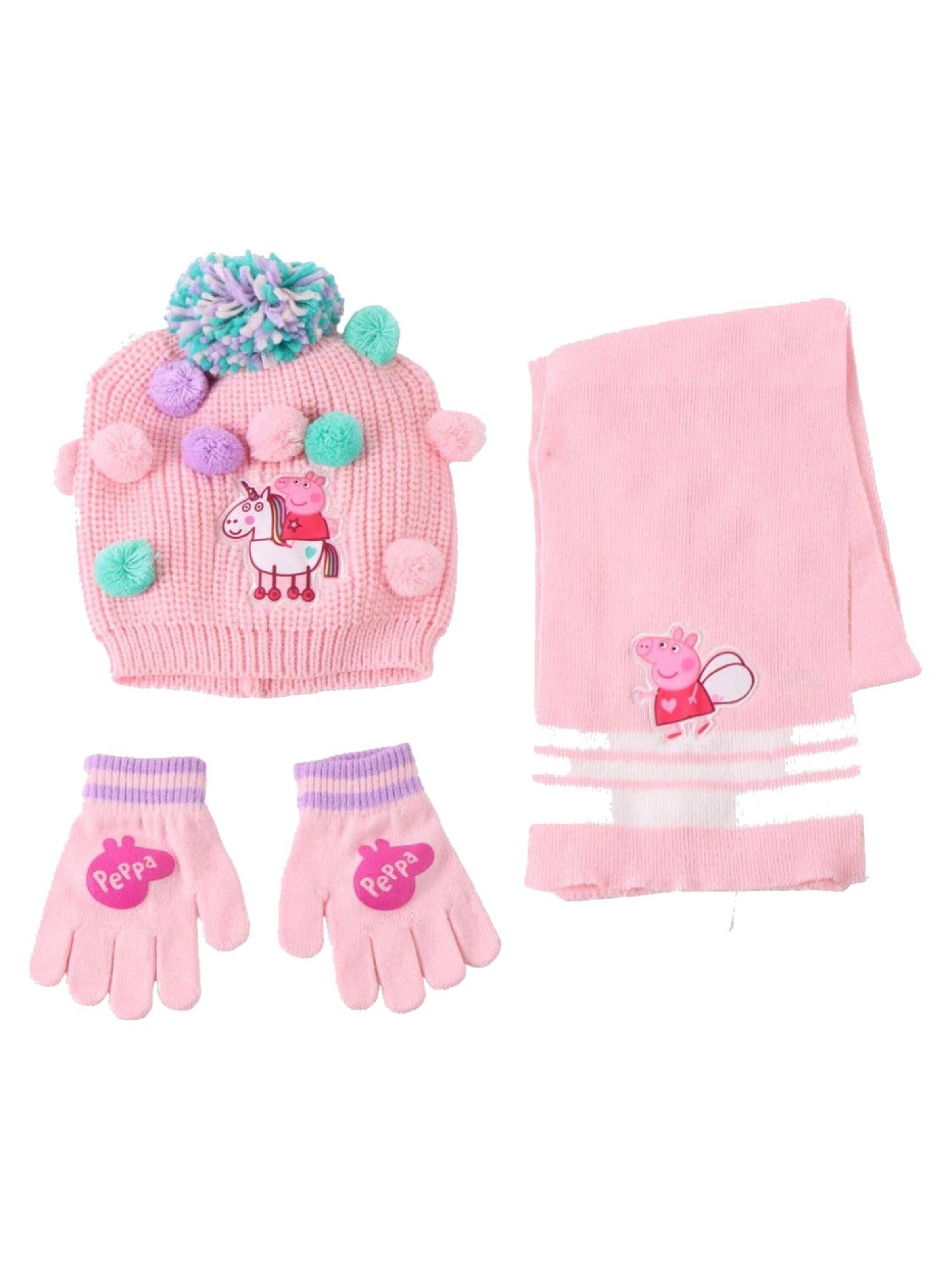 Peppa Pig Muts 'Peppa Pig Winterset voor Meisjes' in Roze: voorkant