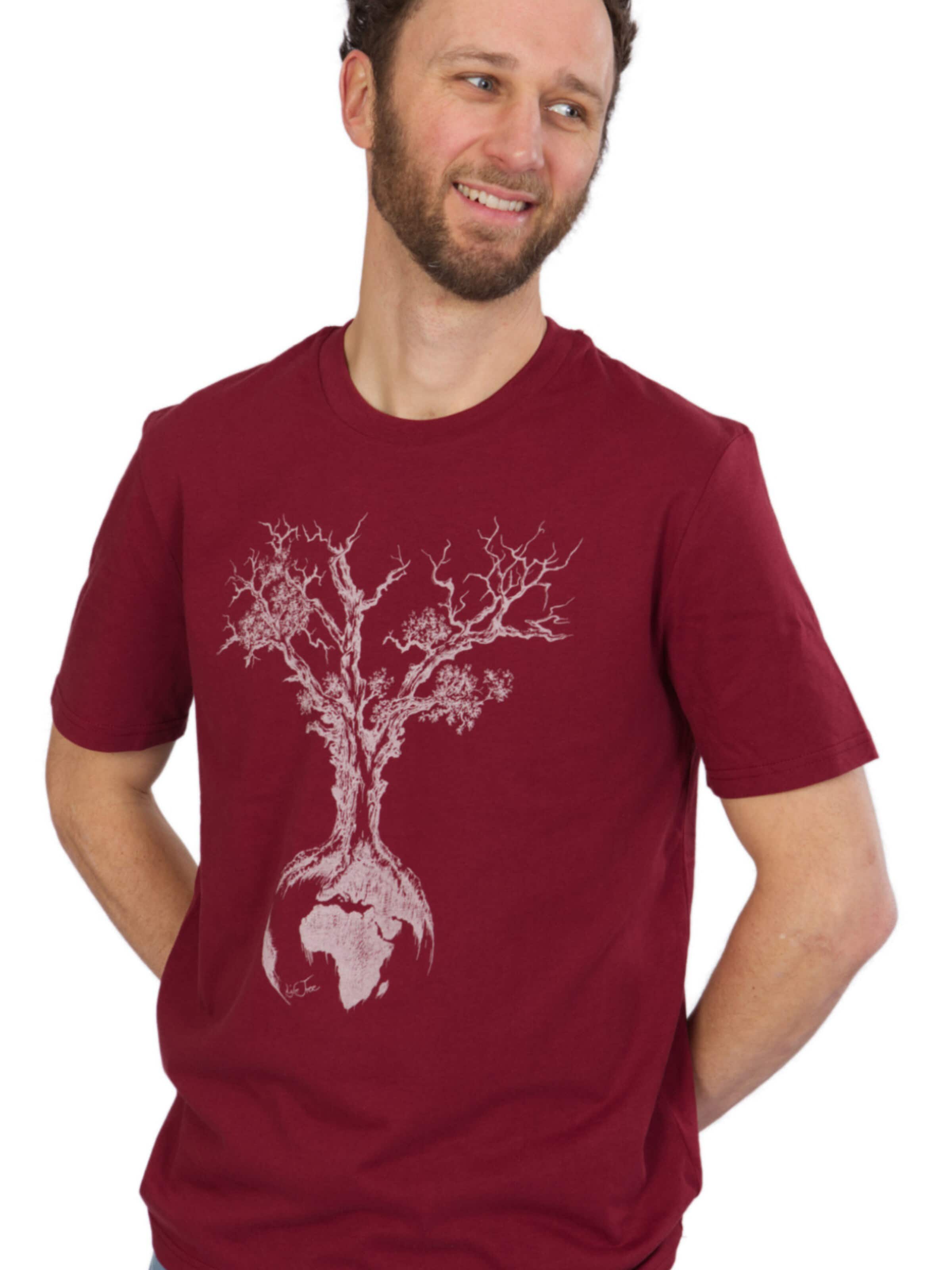 Life-Tree Shirt 'Organic Fairwear Weltenbaum' in Rood
