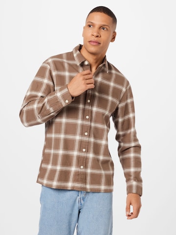 HOLLISTER Regular fit Button Up Shirt in Brown: front