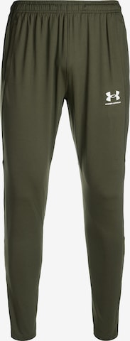 UNDER ARMOUR Workout Pants 'Challenger' in Green: front