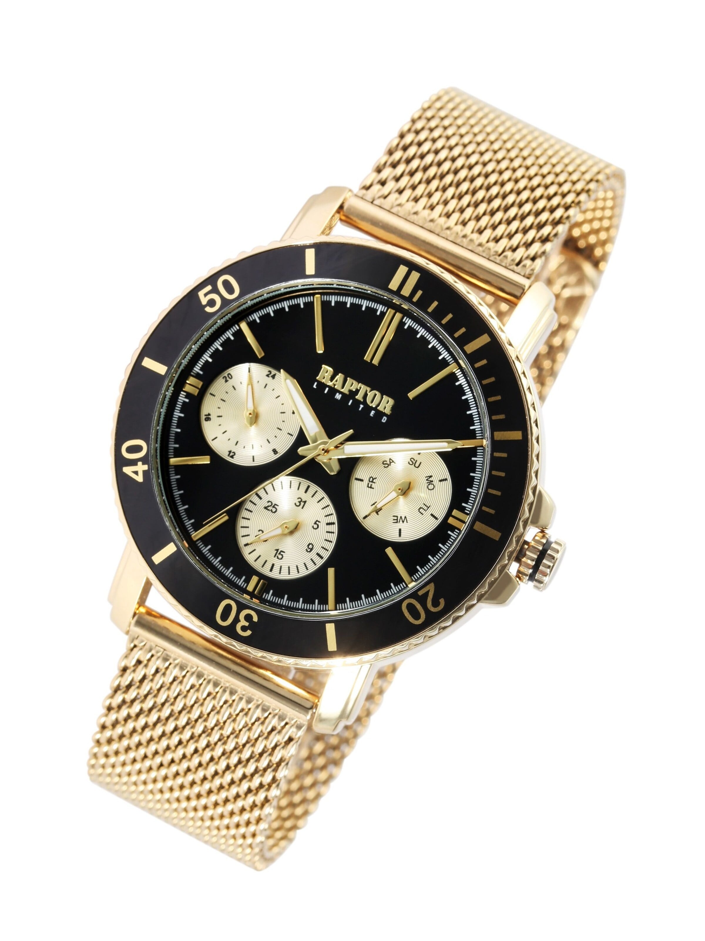 Raptor Analog Watch 'Reda, 3 ATM' in Gold: front