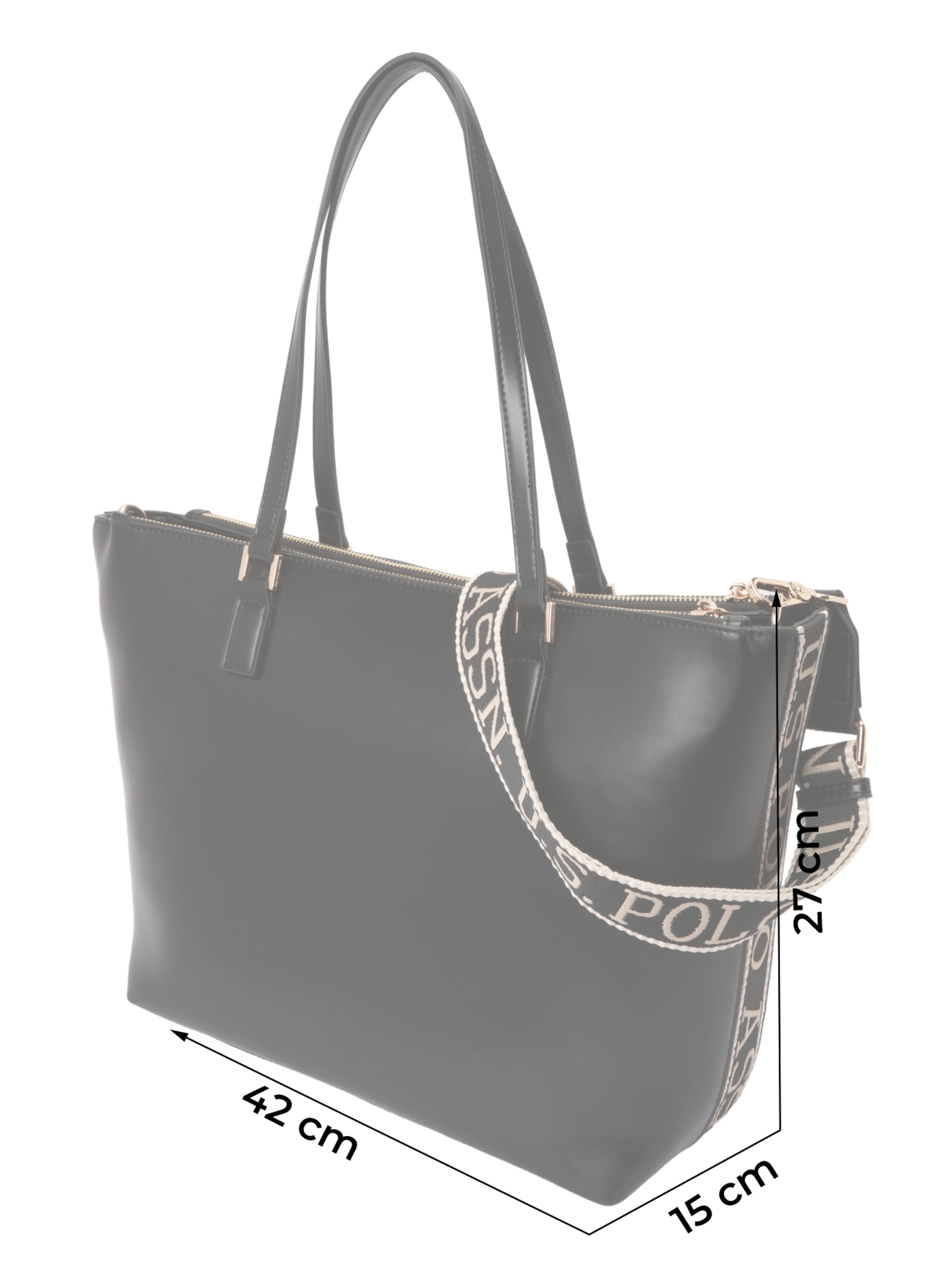 U.S. POLO ASSN. "Чанта тип ""Shopper""" в черно: отпред