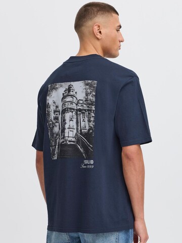 !Solid Rundhalsshirt ' SDBILOP ' in Blau: Vorderseite