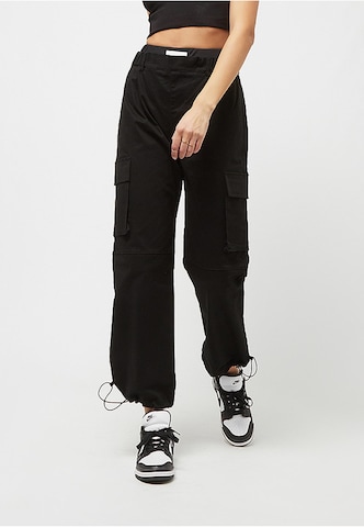 Sixth June Tapered Cargo Pants in Black: front