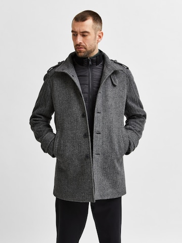 Manteau mi-saison SELECTED HOMME en gris : devant