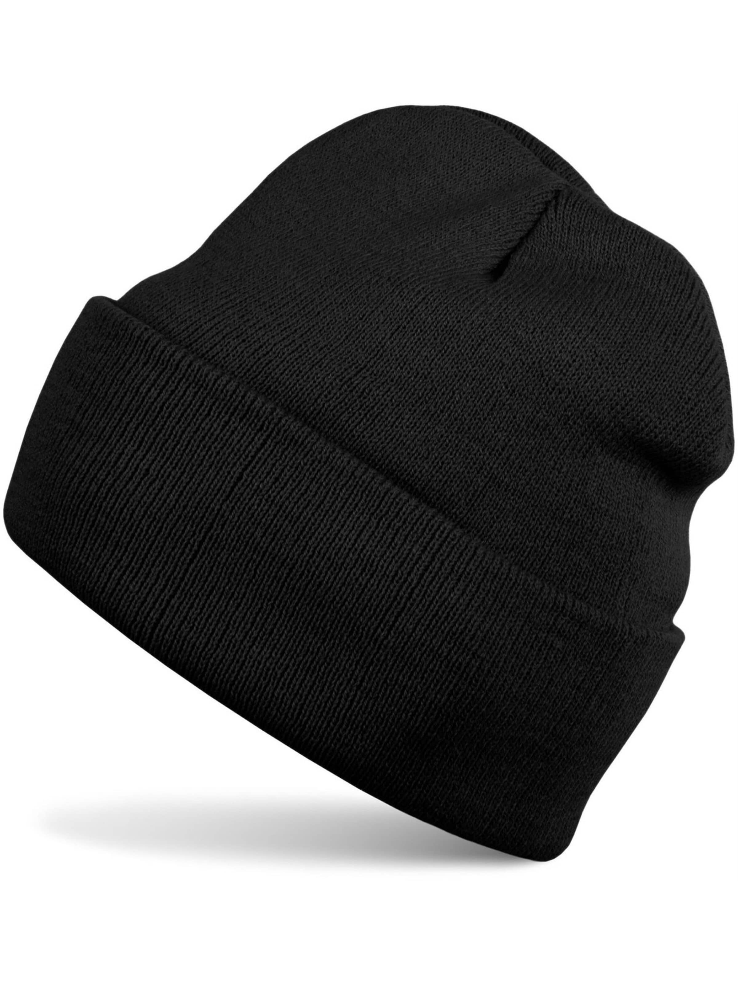 styleBREAKER Beanie 'Winter Strickmütze mit Krempe' in Black: front