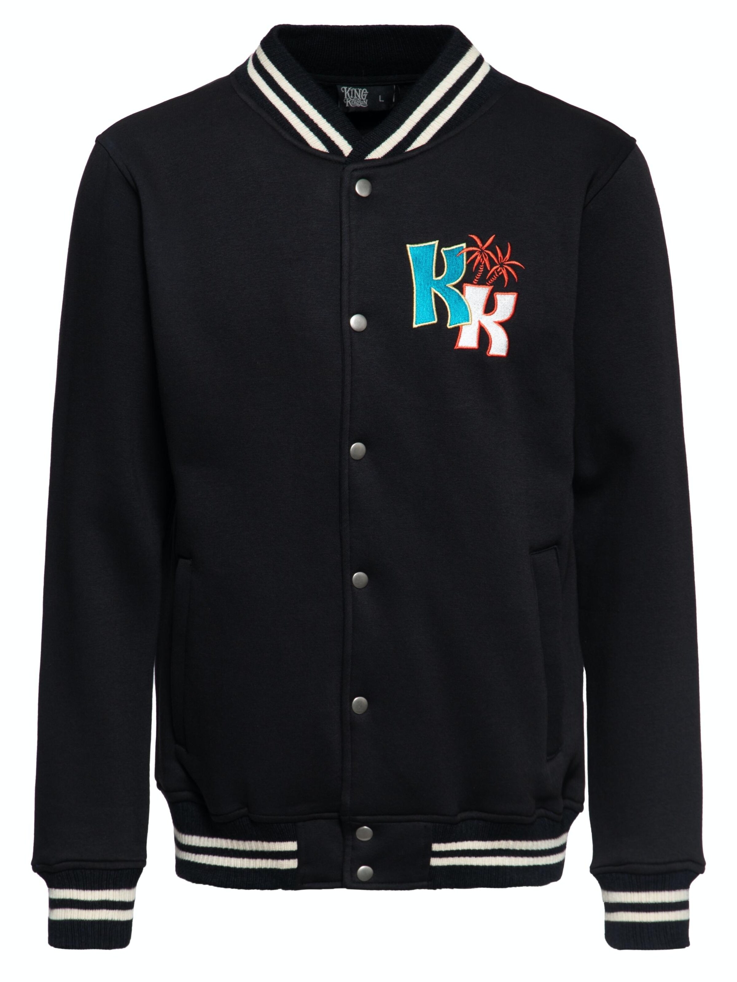 King Kerosin Zip-Up Hoodie 'Tiki Surfers' in Black: front
