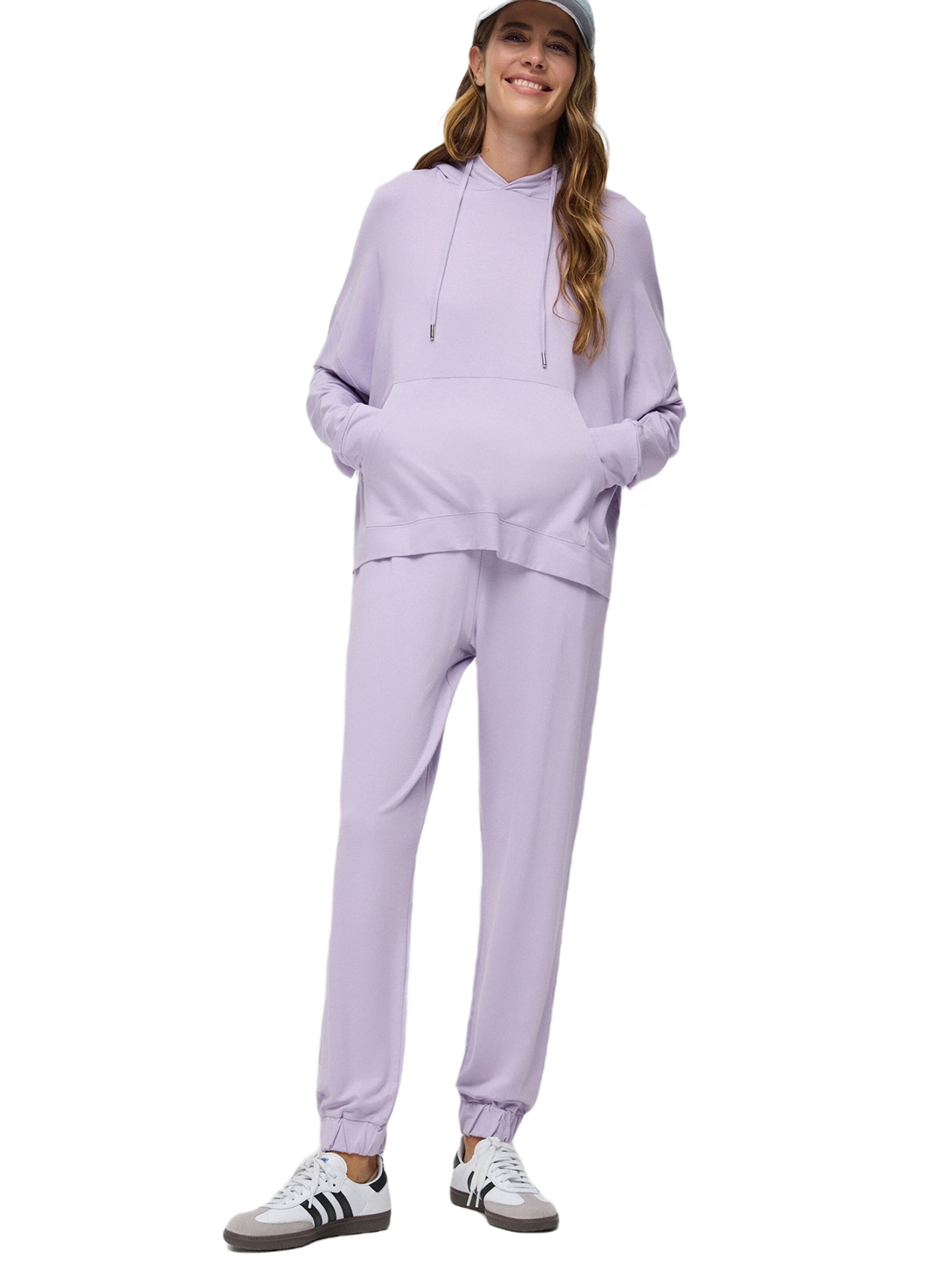 No Matter What Tapered Trousers in Purple: front